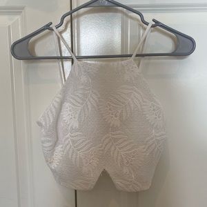 Charlotte Russe White Lace Halter Crop Top